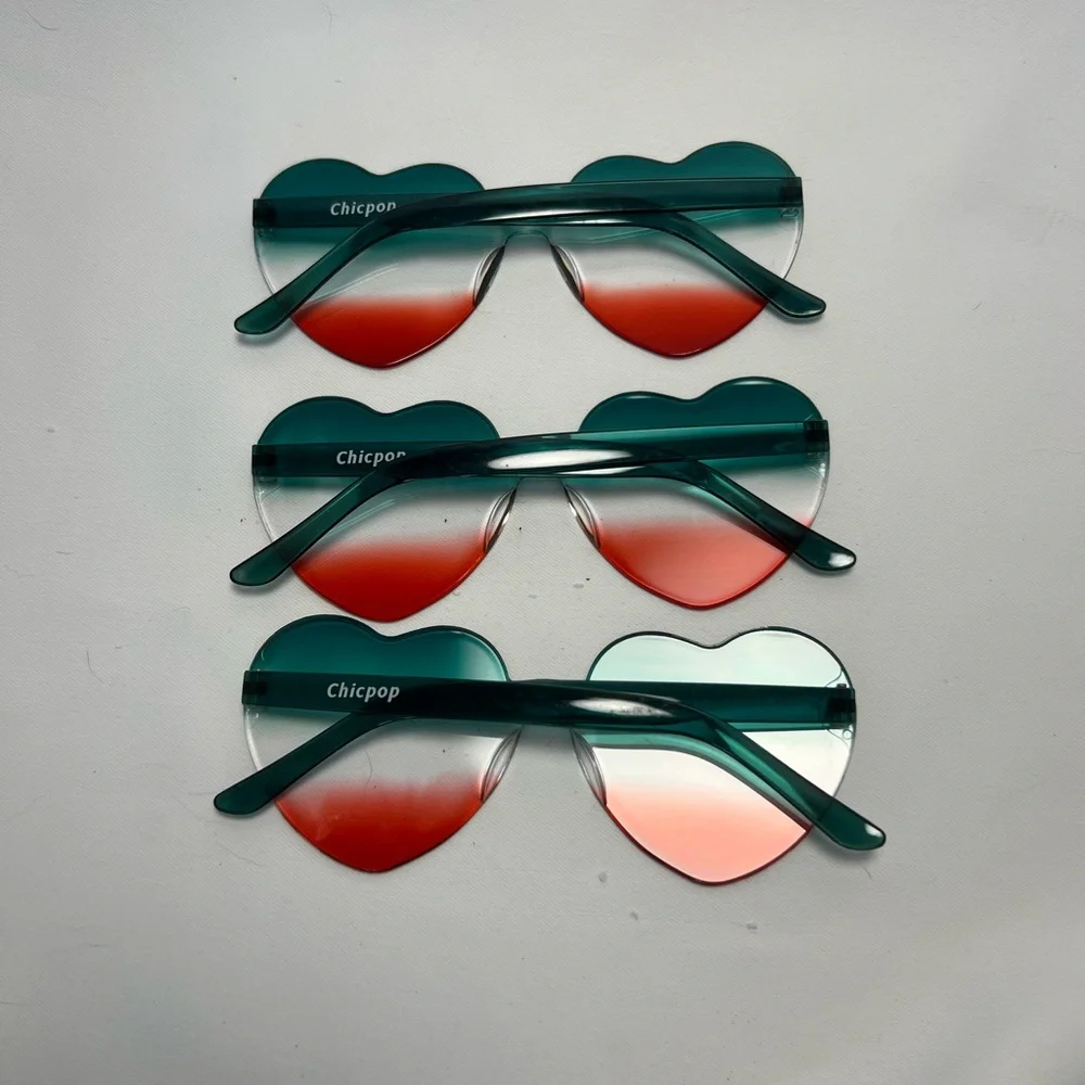 BOGO - Chicpop Heart-Shaped Gradient Glasses - 3 Pairs
